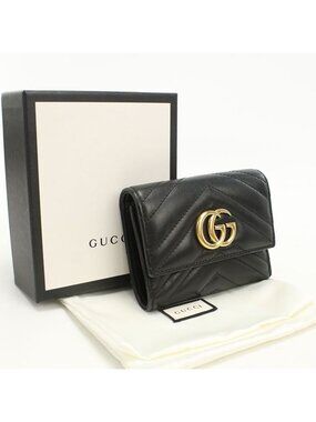 Gucci GG Marmont Trifold Wallet Quilted Leather